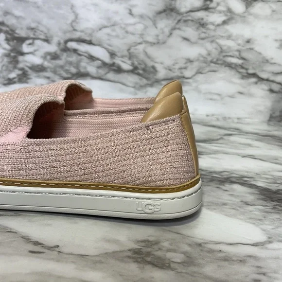 UGG Baby Pink White Rib Knit Slip On Sneaker Loafer size